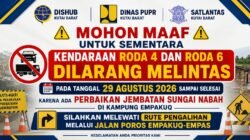 Jembatan Sungai Nabah di Empakuq Ambles, Kendaraan Roda Empat dan Enam Dialihkan