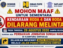 Jembatan Sungai Nabah di Empakuq Ambles, Kendaraan Roda Empat dan Enam Dialihkan