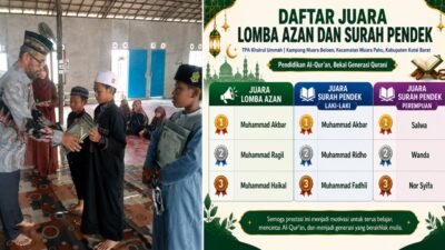 Lomba Azan dan Surah Pendek jadi Upaya Regenerasi Qurani di Muara Beloan