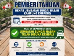 Rehab Jembatan Sungai Nabah Rampung, Kembali Dibuka untuk Umum