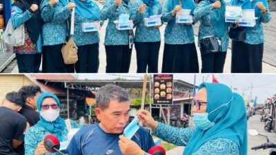 TP PKK Muara Pahu Bagikan Masker kepada Masyarakat