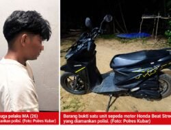 Polisi Tangkap Warga Melak Diduga Curi Motor Parkir Rumah Korban di Ngenyan Asa